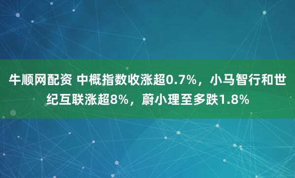 牛顺网配资 中概指数收涨超0.7%，小马智行和世纪互联涨超8%，蔚小理至多跌1.8%